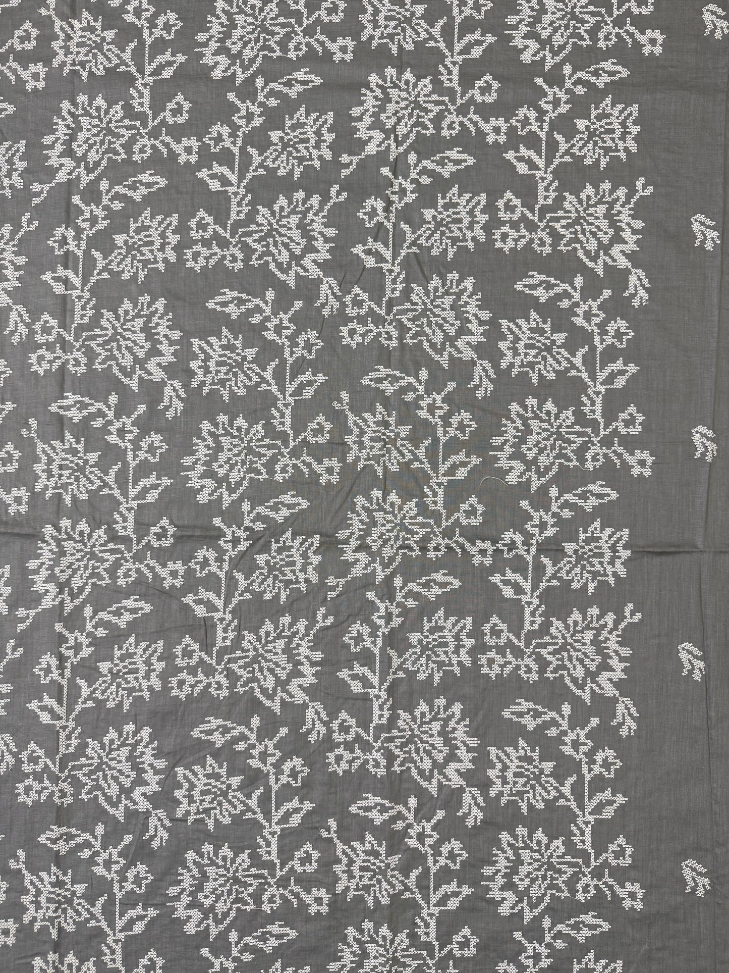 Charcoal Gray with White Floral Embroidery Breeze Lawn 2Piece Suit