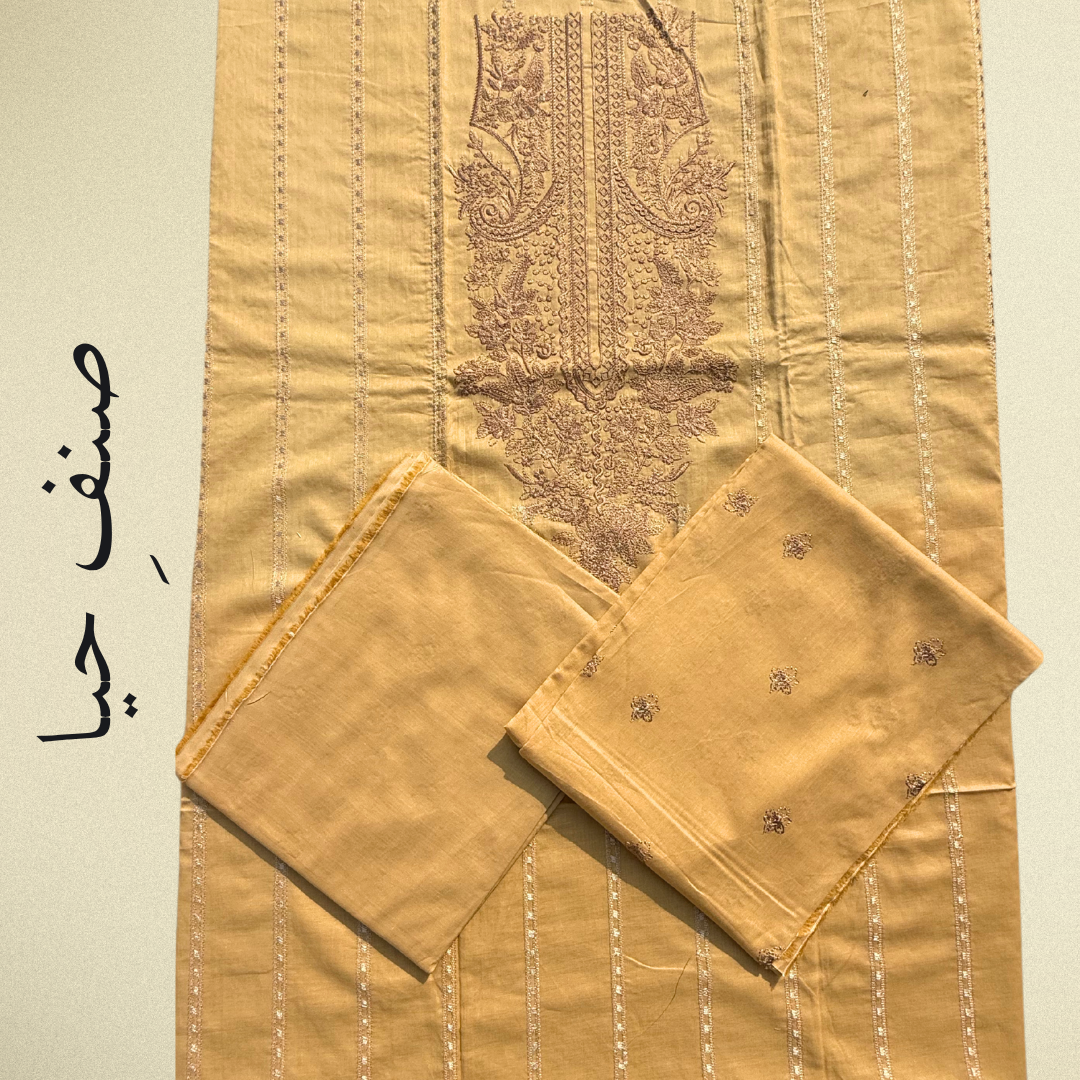 Zeenat - Mustard Gold 2-Piece Embroidered Lawn Suit