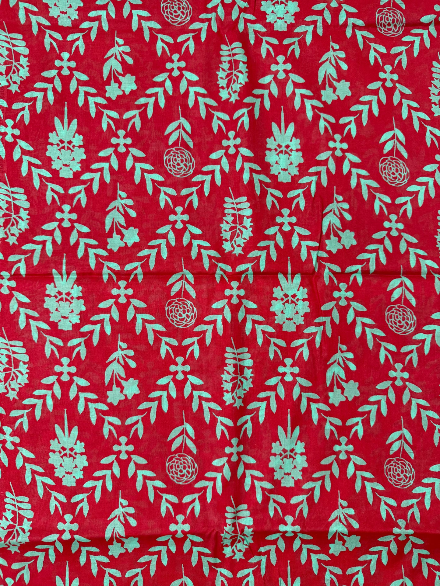 Red with Aqua Floral Motif 3-Piece Breeze Lawn Printed Suit