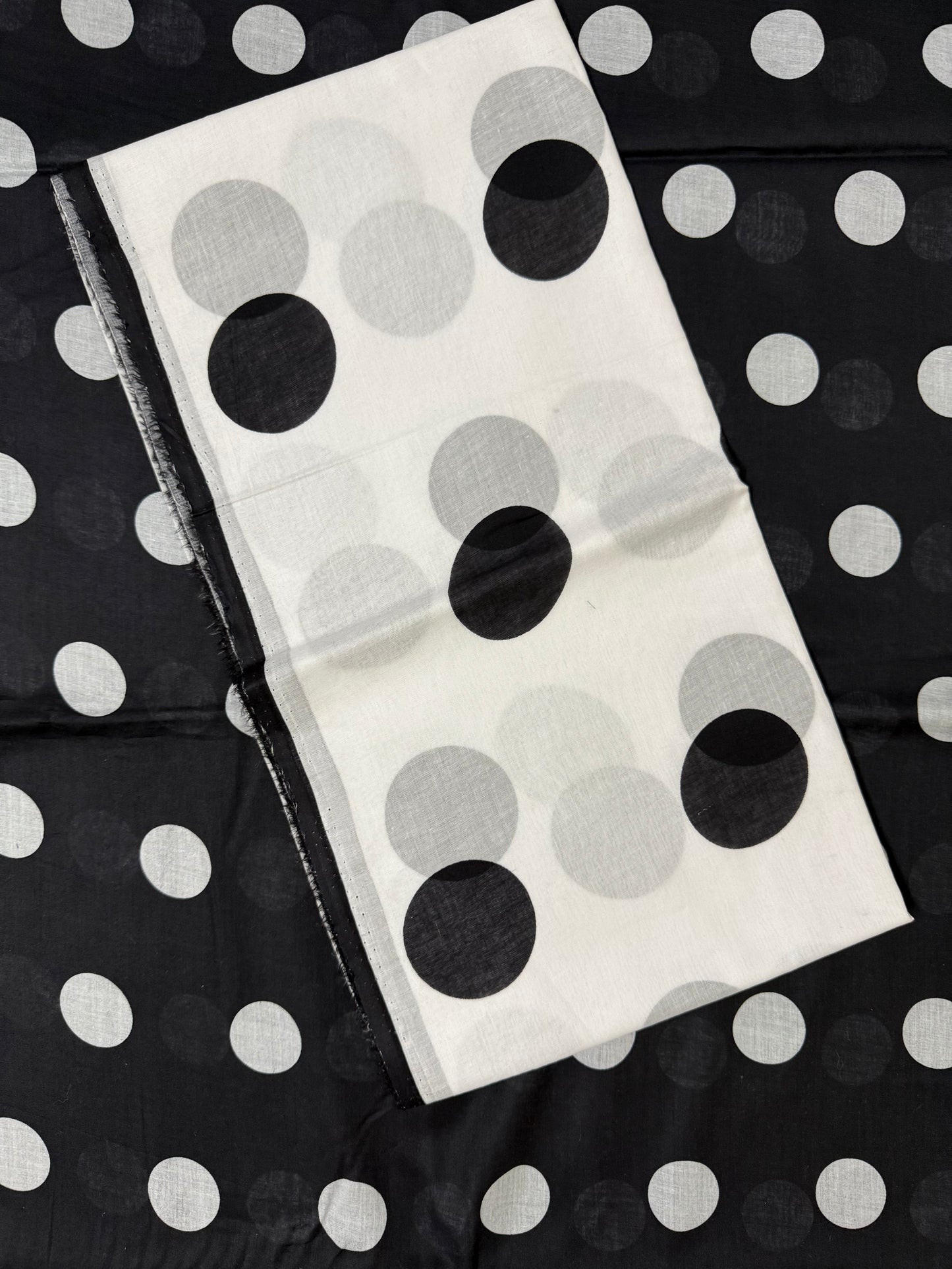 Black and White Polka Dots 3 Piece Breeze Lawn Printed Suit