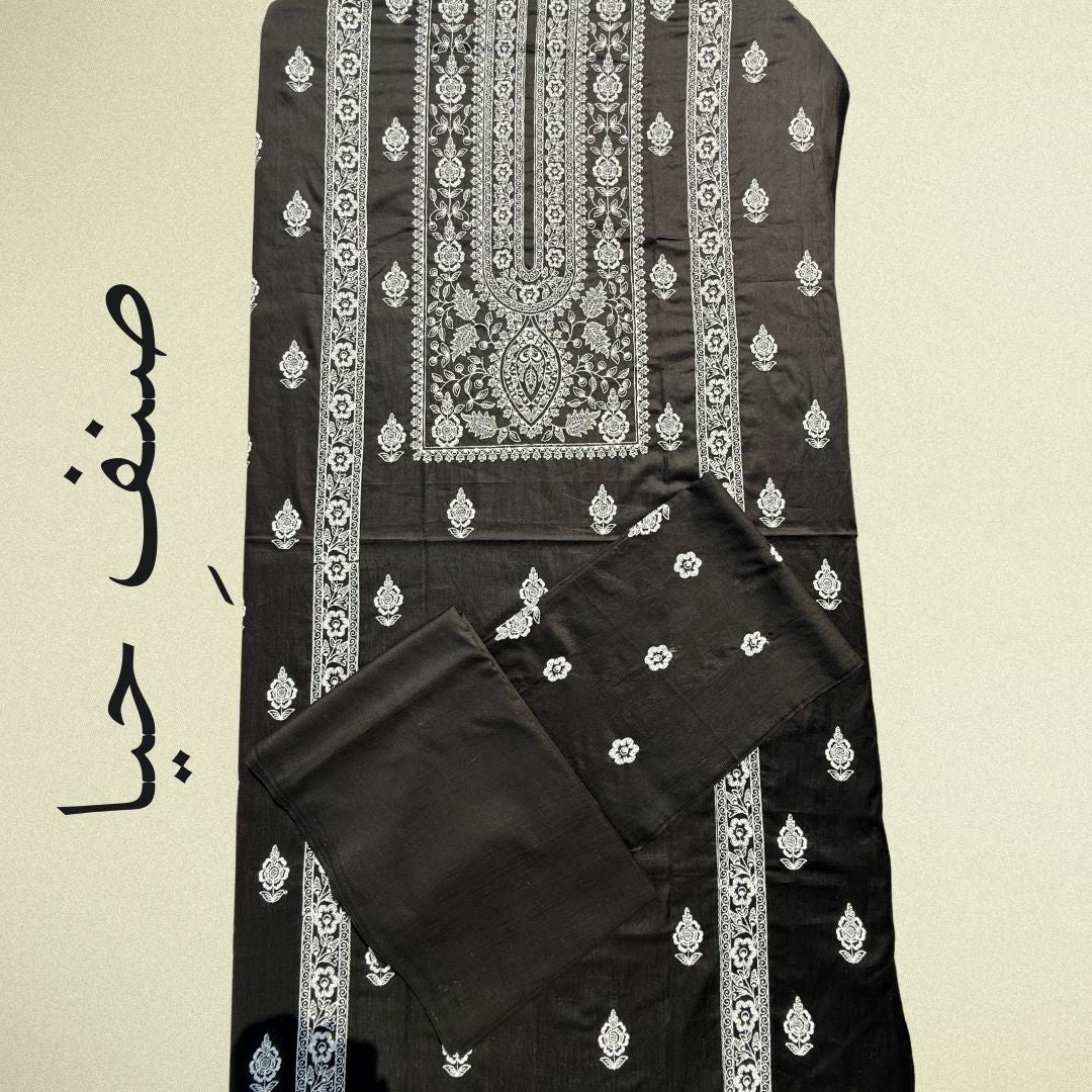 Noor e Haya - Classic Black & White Embroidered Lawn