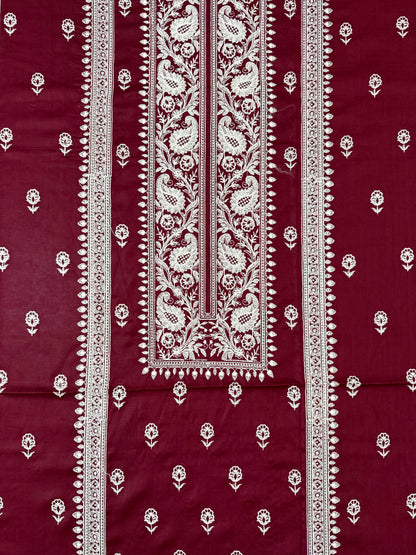 Classic Red with White Embroidered Breeze Lawn 2-Piece Suit