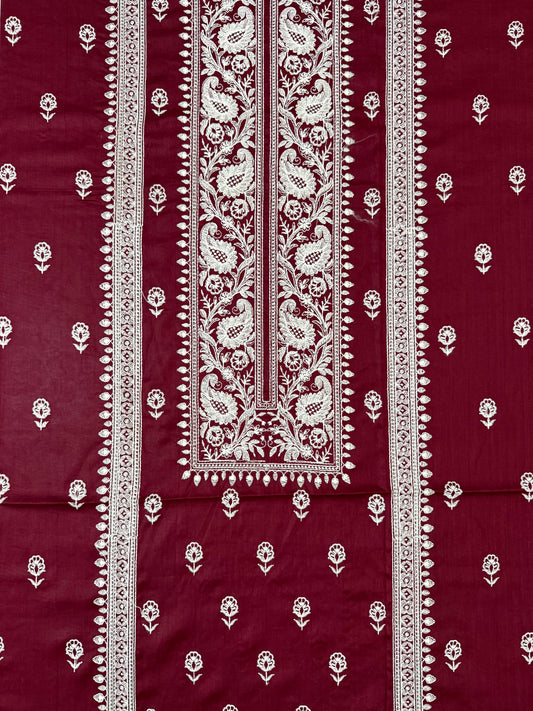 Classic Red with White Embroidered Breeze Lawn 2-Piece Suit