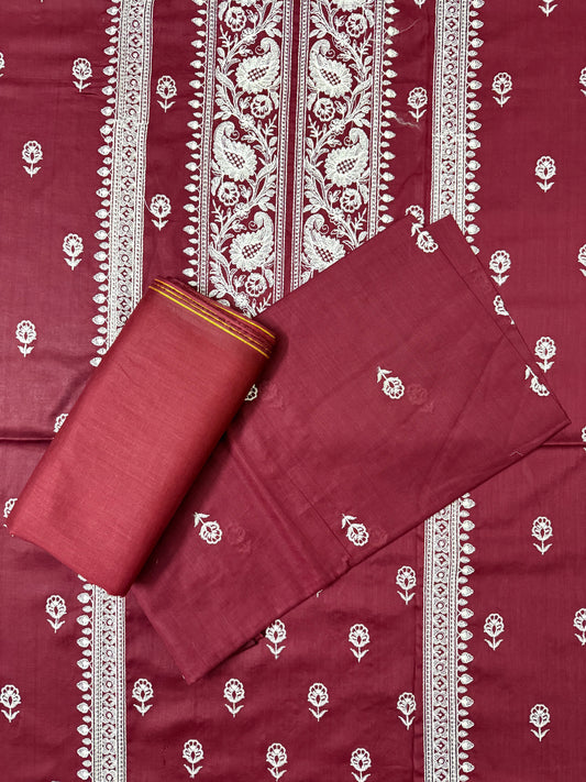 Classic Red with White Embroidered Breeze Lawn 2-Piece Suit
